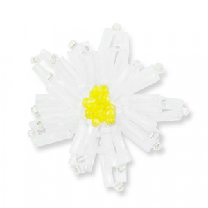 Pendenti con perline di vetro fiore trasparente bianco-trasparente giallo-bianco