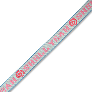 BY31&reg; Nastro con testo "Shell yeah" blu chiaro-rosa-rosso corallo-blu