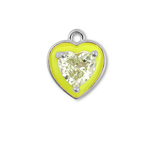 Metallo TQ in ottone ciondolo cuore argento-giallo neon-giallo chiaro