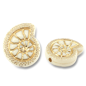 Perline in acrilico conchiglia biancastro-oro