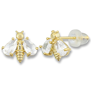 Metallo TQ in ottone orecchini ape oro-trasparente