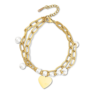 Bracciali in acciaio inossidabile cuore oro