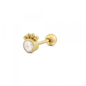 Piercing all'orecchio in acciaio inossidabile tonda con palline oro