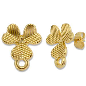 Componenti in acciaio inossidabile orecchini trifoglio con anellino oro