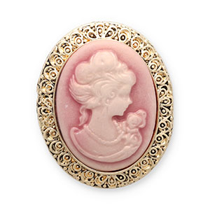 Broches Cameo ovale oro-rosa vintage