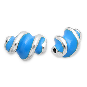 Perline in acciaio inossidabile spirale argento-blu