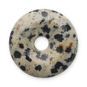Perline in pietra naturale Diaspro Dalmata donut 16mm greige-nero-marrone