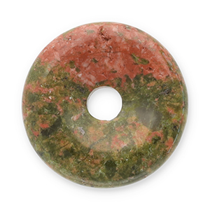 Perline in pietra naturale Agata donut 16mm rosso-verde oliva