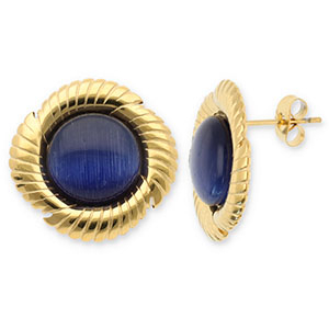 Orecchini in acciaio inossidabil tonda spirale oro-blu scuro