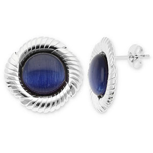 Orecchini in acciaio inossidabil tonda spirale argento-blu scuro