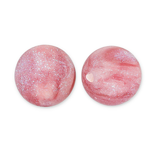 Perline in acrilico con glitterato 8 mm rosa-turchese