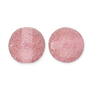 Perline in acrilico con glitterato 8 mm rosa malva-argento