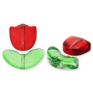 Perline di vetro tulipano rosso-verde