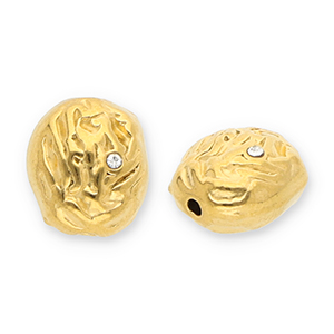 Perline in acciaio inossidabile ovale con strass oro-trasparente