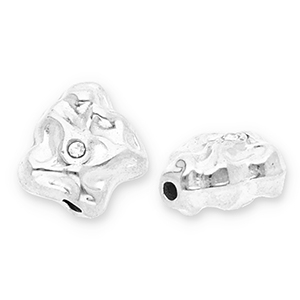 Perline in acciaio inossidabile irregolare con strass argento-trasparente