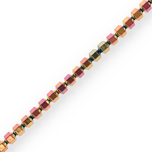 Perline di ematite esagono rosa-giallo-rivestimento AB