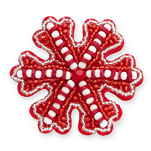 Broches fiocco di neve rosso-bianco-argento