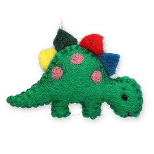 Broches feltro dinosauro verde-giallo-rosso-blu