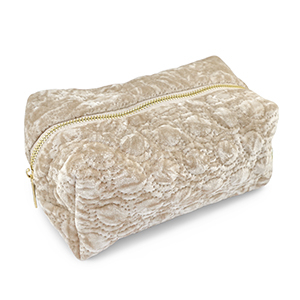 BY31&reg; Pochette velluto con dettagli circolari cuciti beige