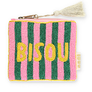 Pochette "Bisou" rosa chiaro-verde-giallo-oro