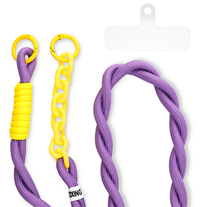 Cordini per cellulare trendy incl. toppa di fisaggio viola-giallo