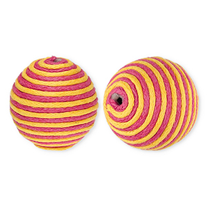 Perline in acrilico 22 mm con cordoncino cerato rosa scuro-arancione