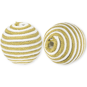 Perline in acrilico 22 mm con cordoncino cerato verde oliva-bianco