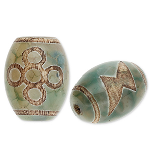 Perline di pietra naturale Calcedonio  chicco di riso verde-beige-marrone