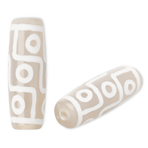 Perline di pietra naturale Calcedonio tubo beige sabbia-bianco