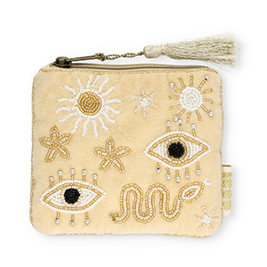 Pochette mistico beige-bianco-pesca nudo-oro