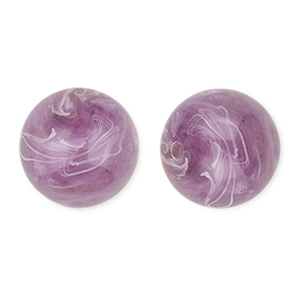 Perline in acrilico 16 mm tonda viola-marrone-marmo