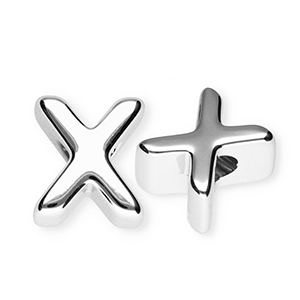 Perline alfabeto in acrilico con disegno lettera X argento