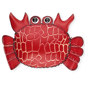 Portafogli piccoli in pelle granchino rosso-beige sabbia-nero-bianco