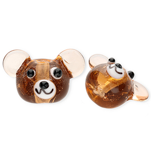 Perline di vetro a mano orsetto marrone trasparente-bianco-nero