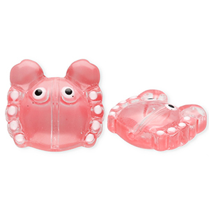 Perline di vetro a mano granchino rosa corallo trasparente-bianco-nero