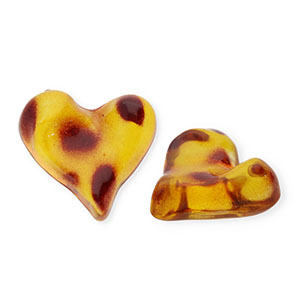 Cabochon in acrilico cuore con stampa leopardo marrone ambra