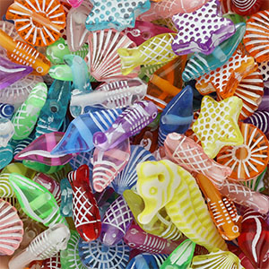 Perline in acrilico vita marina trasparente multicolore-bianco