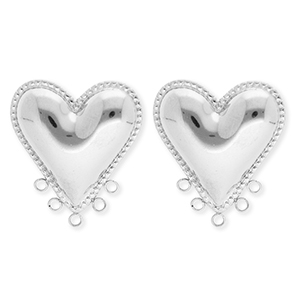 BY31&reg; Componenti in acciaio inossidabile orecchini cuore con 5 anellini argento