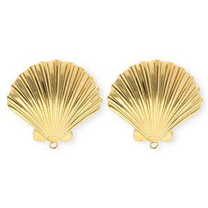 BY31&reg; Componenti in acciaio inossidabile orecchini conchiglia con anellino oro