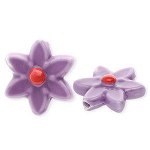 Perline di ceramica fiore malva scuro