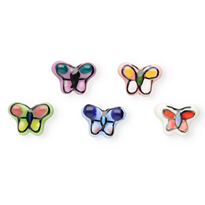 Perline di ceramica farfalla multicolore