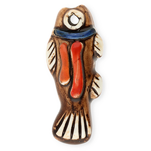 Pendente di ceramica pesce marrone-bianco-blu scuro-rosso