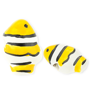 Perline di ceramica pesce pagliaccio giallo-bianco-rosso