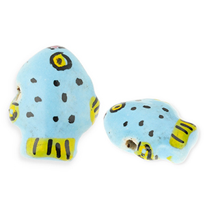 Perline di ceramica pesce blu-giallo-nero