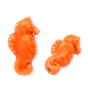 Perline di ceramica cavalluccio marino arancione scuro