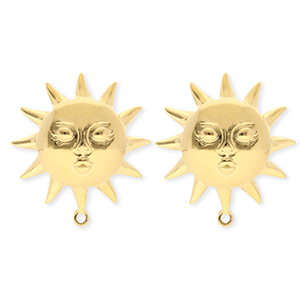BY31&reg; Componenti in acciaio inossidabile orecchini sole con faccia con anellino oro