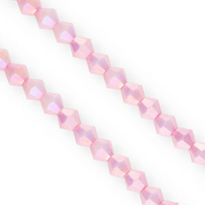 Perline sfaccettate bicone 6mm rosa confetto-rivestimento AB