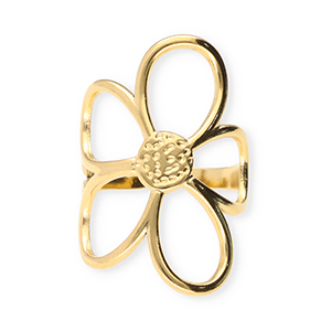 Anelli in acciaio inossidabile fiore oro