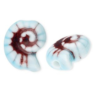 Perline di ceramica conchiglia blu chiaro-marrone