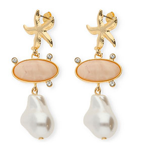 Orecchini alla moda con perno in acciaio inossidabile oro-beige-bianco